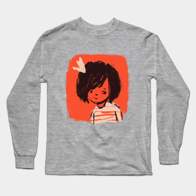 Girl in Red Long Sleeve T-Shirt by Shelley Johannes Art